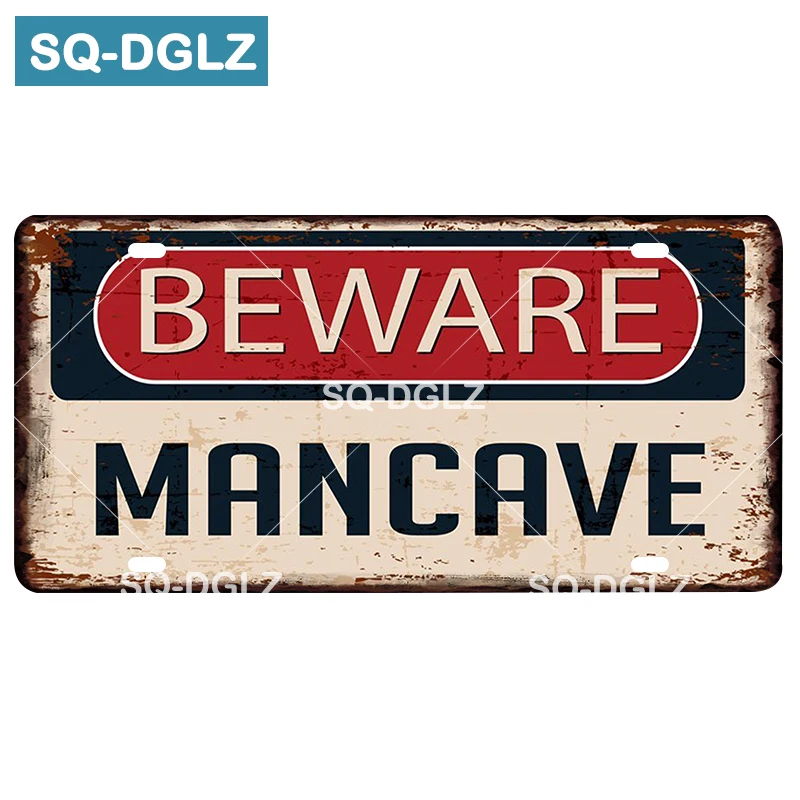 [SQ-DGLZ] Остерегайтесь MANCAVE номерной знак доска Металл Винтаж Предупреждение