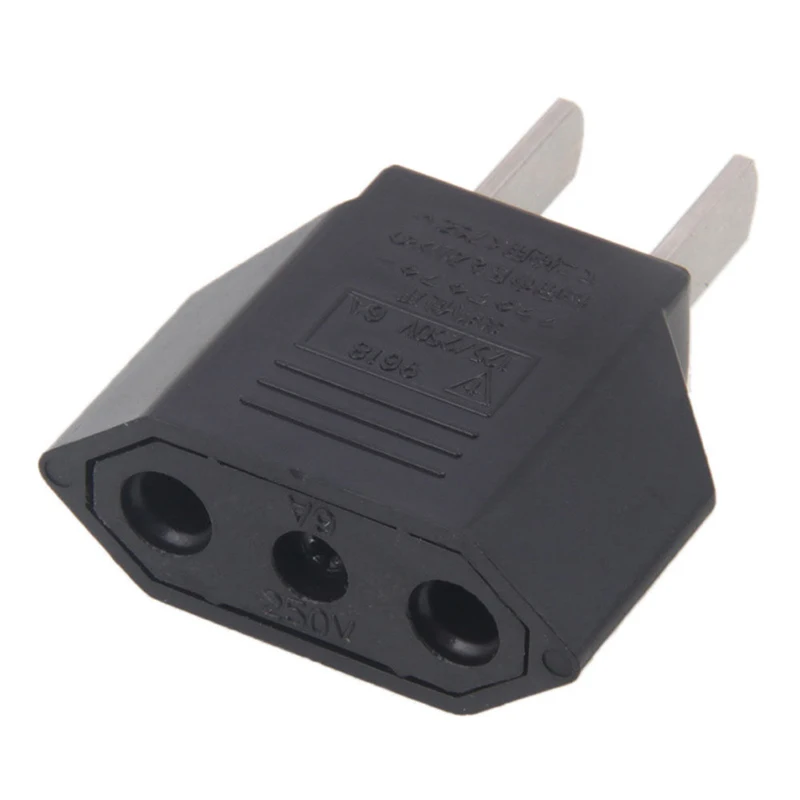 5X Euro EU to US USA Power Plug Converter Adapter with Two Holes ABS Black 