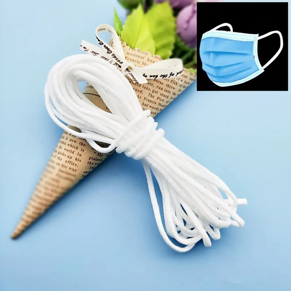 

50yad 3mm Disposable Earloop Face Mouth Masks Rope Round Elastic Band Mask Elastic Cord Elastic Bands Line for Make Mouth Masks