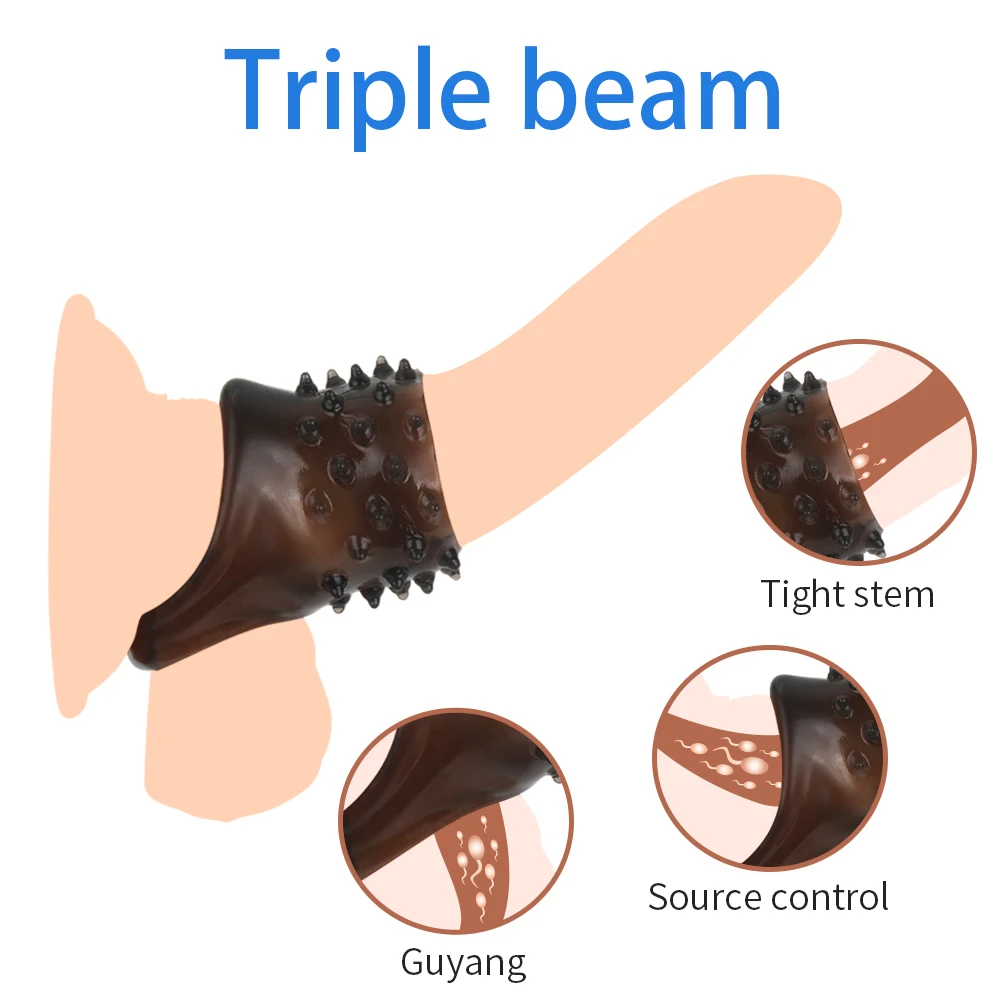 Men Delay Lock Sperm Fine Condom Threaded Enhancer Ring Penis Extender Sleeve Erection Dick Cock Ring Sex Toys For Men Intimate (9)