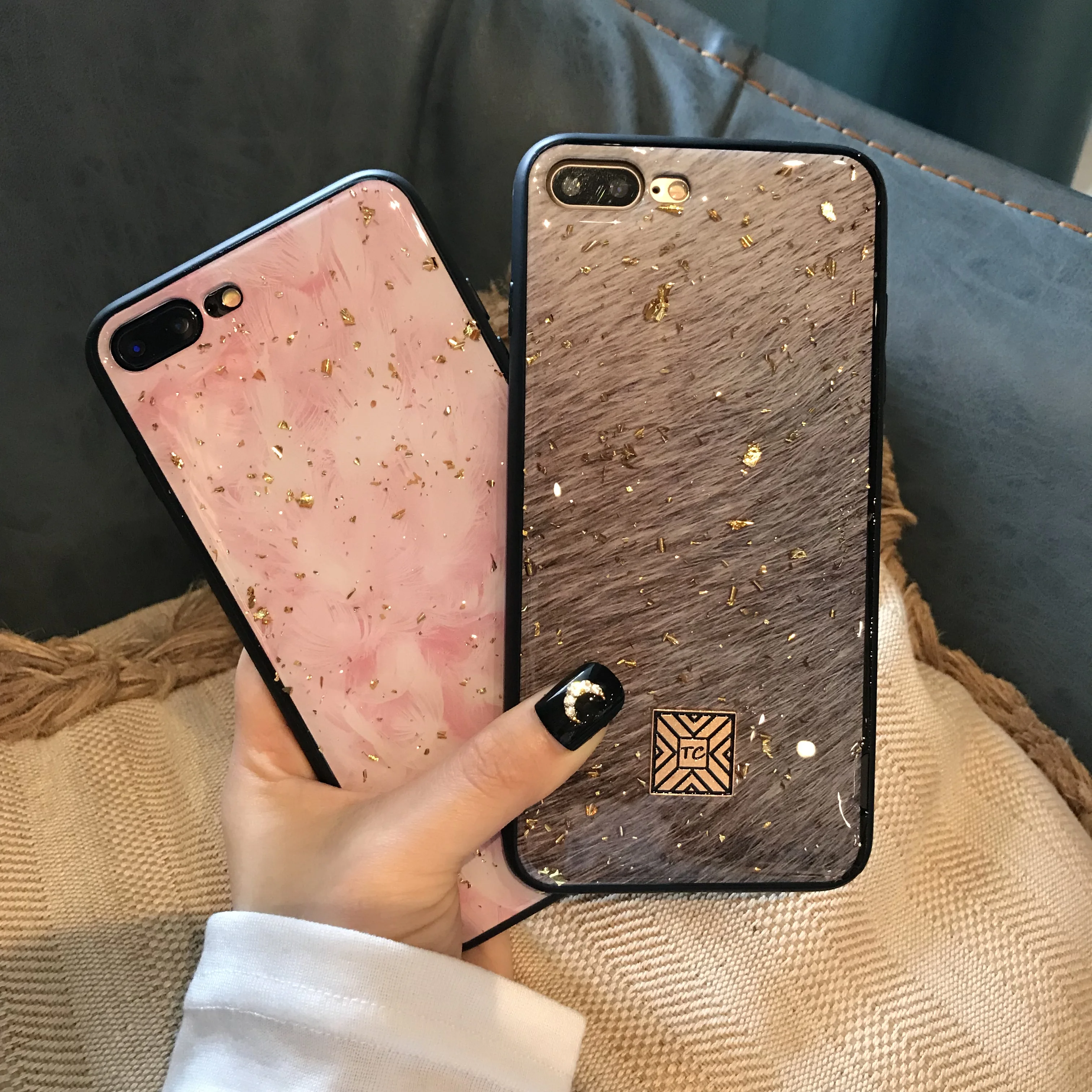Fashion Gold Foil Glitter Phone Case For iPhone X XS Max XR 11 8 7 6 6s Plus Pink Grey Soft TPU Silicone Cover Coque Funda |