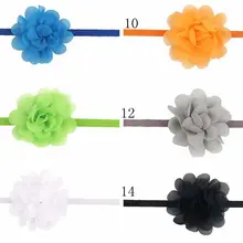 Европа и Америка детская лента для волос 5 см Мини шифон цветок эластичность детская резинка для волос головной убор 15 цветов