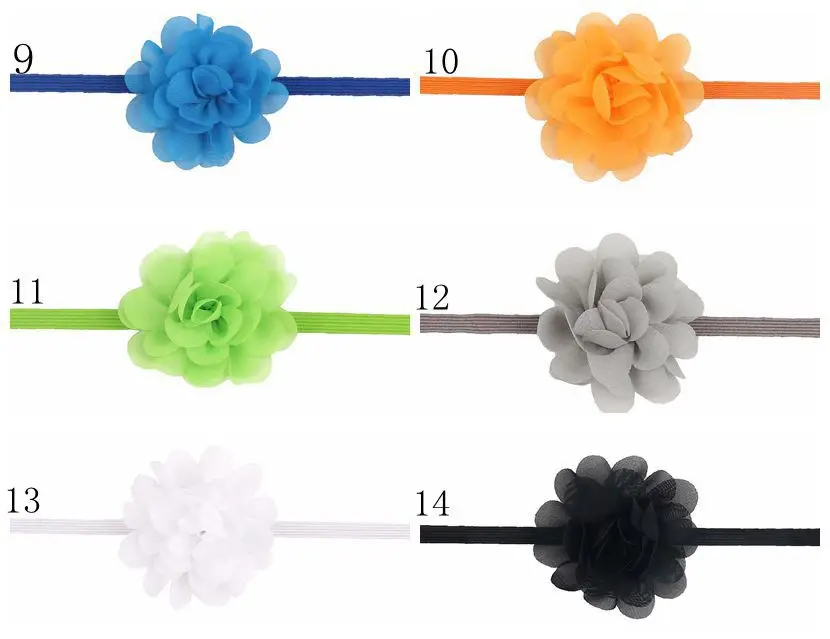 

Europe And America CHILDREN'S Hair Ribbon 5 Cm Mini Chiffon Flower Elasticity Baby Hair Band Headdress 15 Color