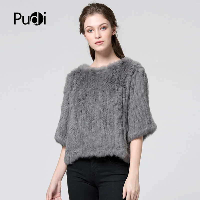 CR004 пуловер для женщин натуральный мех кролика вязаное пальто куртка жилеты для обертывания халат Комбинезон 11 цветов черный бежевый