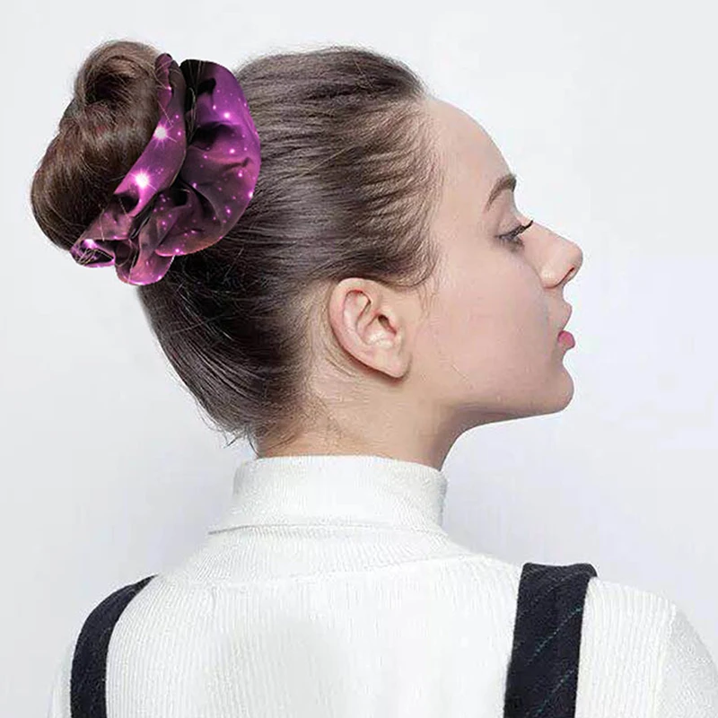 2019 Women Elegant Print Starry Sky Chiffon Elastic Hair Bands Ponytail Holder Sweet Hair Scrunchie Tie Fashion Hair Accessories