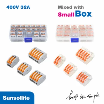 

Mixed compact wire Connectors with box quick install terminal block for all conductor types Max 12AWG wire connector