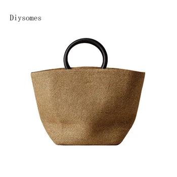 

Diysomes Women Straw Bag Bohemia Beach Bags Handmade Wicker Summer Tote big Handbag Rattan Shoulder Messenger Bags