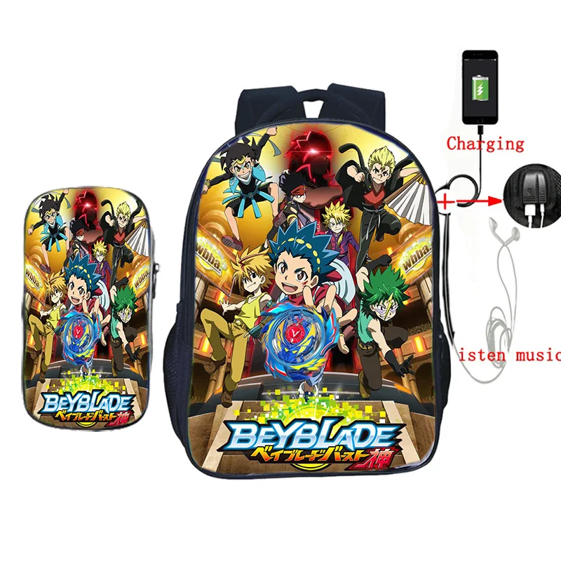 2 Мультфильм Beyblade 2 шт./компл. ежедневный рюкзак детские школьные сумки для женщин и мужчин ноутбук удобный рюкзак для путешествий сумки лучший подарок - Цвет: 2