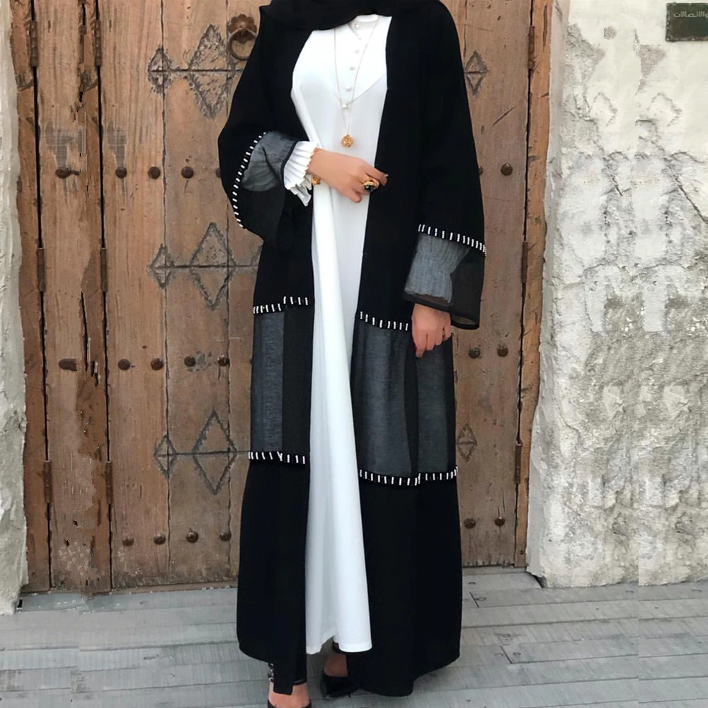 Handmade Beaded Open Front Abaya Kimono 