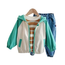 Ropa de dibujos animados para niños y niñas, sudaderas con capucha, camiseta a rayas, pantalones, conjunto de 3 unids/set, ropa deportiva de algodón