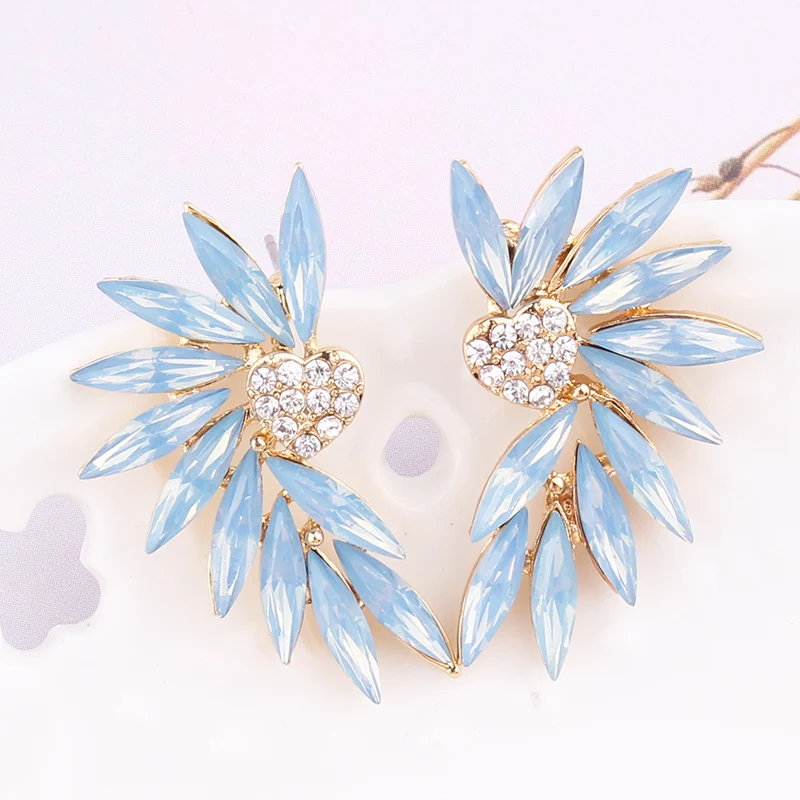 opal light blue LUBOV, 2 стиля, цветные серьги-гвоздики с крыльями, акриловый кристаллический камень, женские серьги для пирсинга, модные свадебные украшения, рождественский подарок - Окраска металла: opal light blue