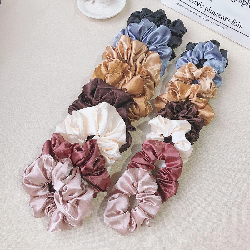 

2pcs/1pcs Women Silk Scrunchie Hair Accessories Hair Scrunchies Elastic Hair Bands Ponytail Holder Hair Rope Rings Wholesale