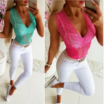 

Summer Strappy Plunge V Neck Full Lace Cross Bodycon Bodysuit Women Top New Rompers Womens Jumpsuit Women Clothes