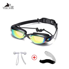 100 шт плавательные очки затычки для ушей водонепроницаемые очки HD анти-туман Анти-УФ тяга Пряжка взрослые силиконовые очки гальванические