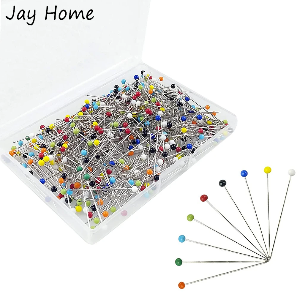 250Pcs Sewing Pins 38mm Glass Ball Head Pins Multicolor Straight