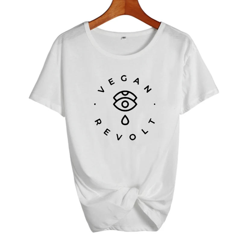 Модная женская забавная футболка с надписью Vegan Revolt, женские футболки Harajuku с графическим принтом, женская черная белая хлопковая футболка, Женские повседневные топы