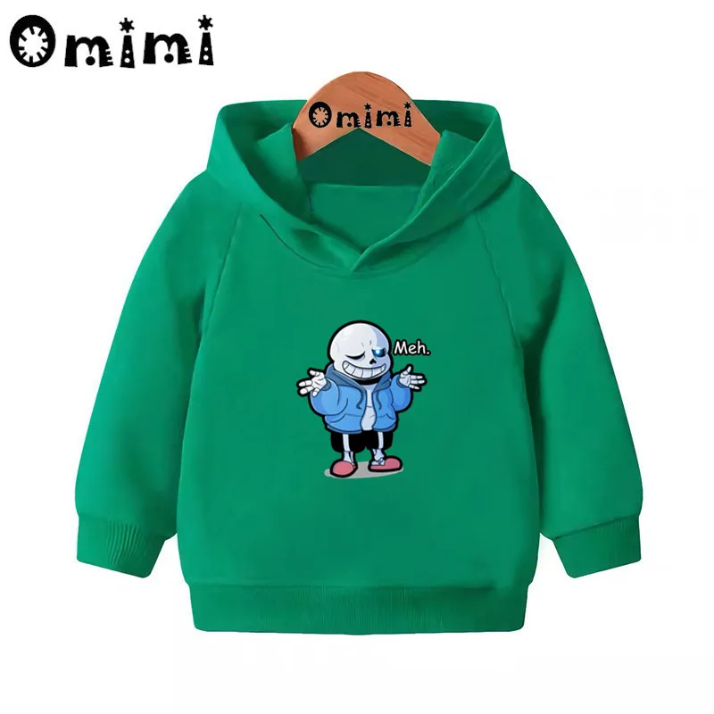 Skull Brother Undertale Sans/свитшоты; детские толстовки с капюшоном; крутой пуловер для малышей; топы для девочек и мальчиков; осенняя одежда; KMT2405 - Цвет: Green-2405C