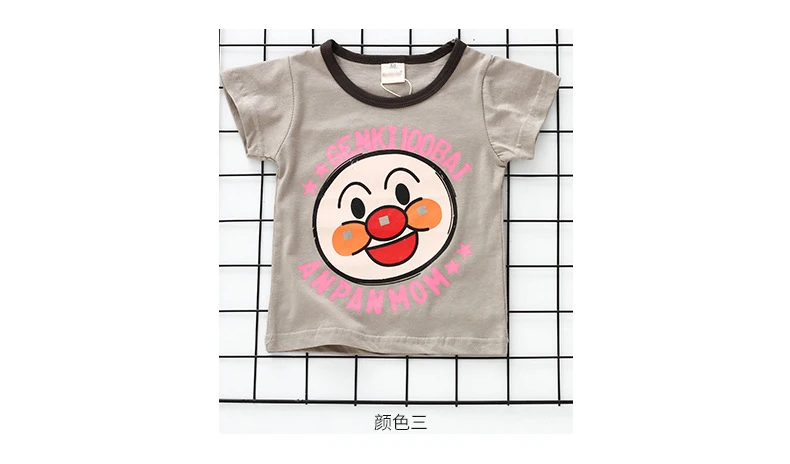 Новая детская футболка Anpanman на лето, детские футболки с героями мультфильмов для маленьких мальчиков и девочек, одежда, хлопковые футболки, топы для малышей от 18 месяцев до 8 лет