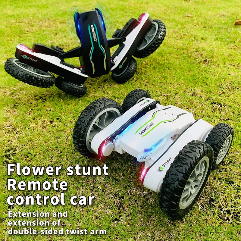 rc car with camera 1:18 Rolling Two-sided Car Toys New Four-wheel Drive RC Stunt car 360° Rotating Flowering Car pink remote control car