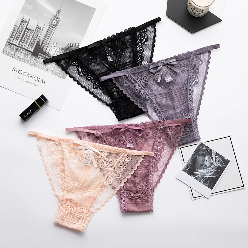 

Sexy lace transparent thong ladies low waist sexy lingerie thong female temptation hot T pants close ladies underwear