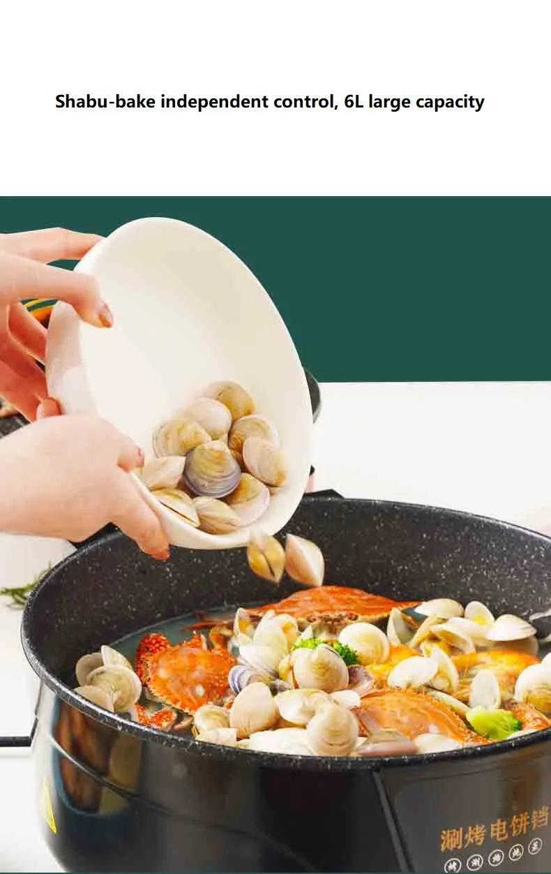 220V Home Electric Deep Frying Pan Non-stick Automatic Panceke Baking Pot Crepe Maker Household 2 Sides Heating