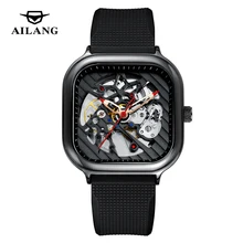 

Men's Watch Automatic Mechanical Stainless Steel Square Watch Hollow Waterproof Sports Top Brand Genuine Men's Watch AILANG 8635