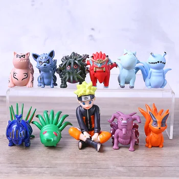 

NARUTO Child Uzumaki Naruto and Bijuu PVC Decoration Gifts for Kids 11 Pcs/set