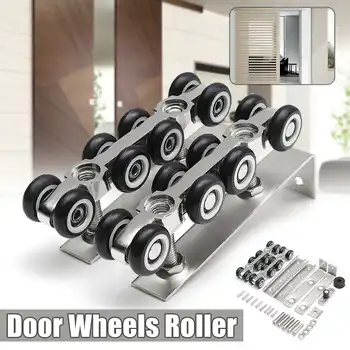 

MTGATHER 1 Pair/set Cold Rolled Steel Sliding Wooden Door Closet Hardware Kit 8 Wheels Used In Rail Track Linear Motion System