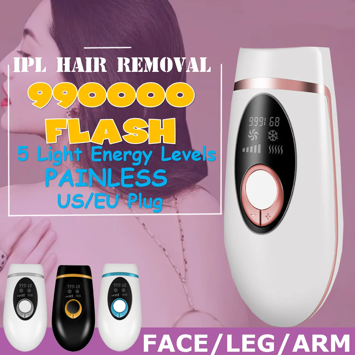 

990000 Flash Professional Permanent IPL Laser Epilator LCD Laser Hair Removal Photoepilator Women Painless Hair Remover Machine
