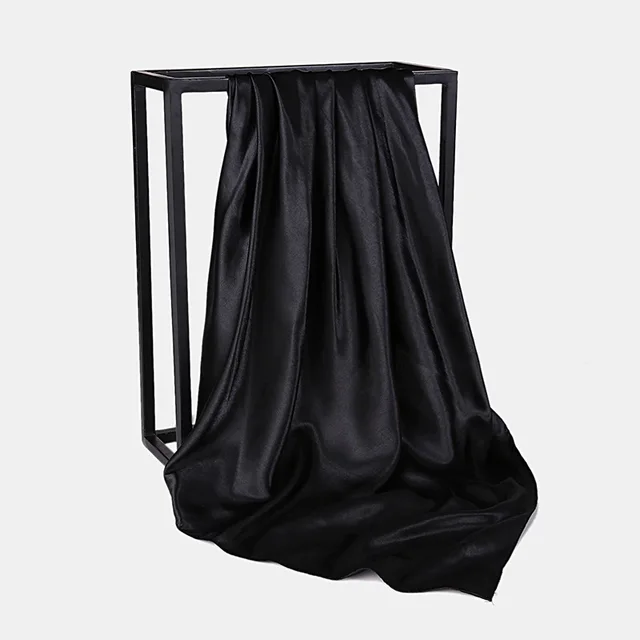 Foulard Hijab en Satin de Couleur Unie pour Femme, Châle Carré de 90cm pour Cheveux