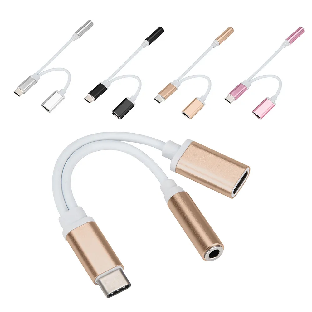 Бестселлер адаптер usb type-C до 3,5 мм разъем наушники AUX аудио сплиттер конвертер адаптер мобильный телефон зарядный адаптер# yl