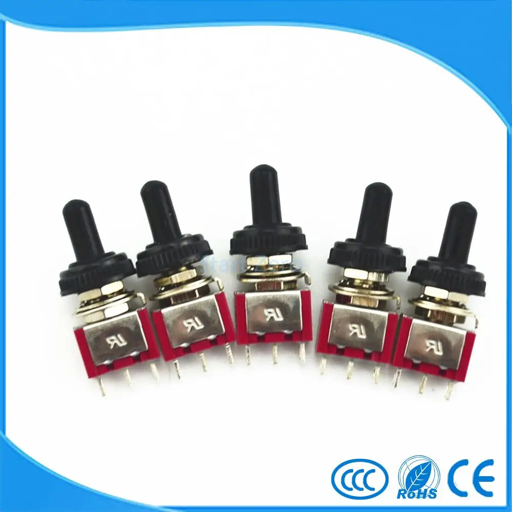 5 шт. кратковременный переключатель (ВКЛ) OFF 3 положения SPDT w крышка|spdt toggle switch|spdt