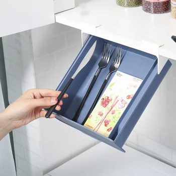 

Organize The Storage Basket Plastic Table Hanging Storage Box Retractable Free Punching Home Kitchen Cabinet Built-in Rack