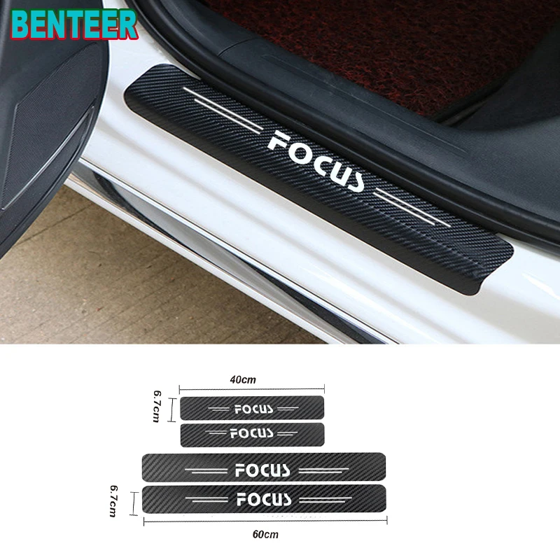 4pcs/lot NEW Carbon Fiber Car Door Sills Protector Stickers for Ford