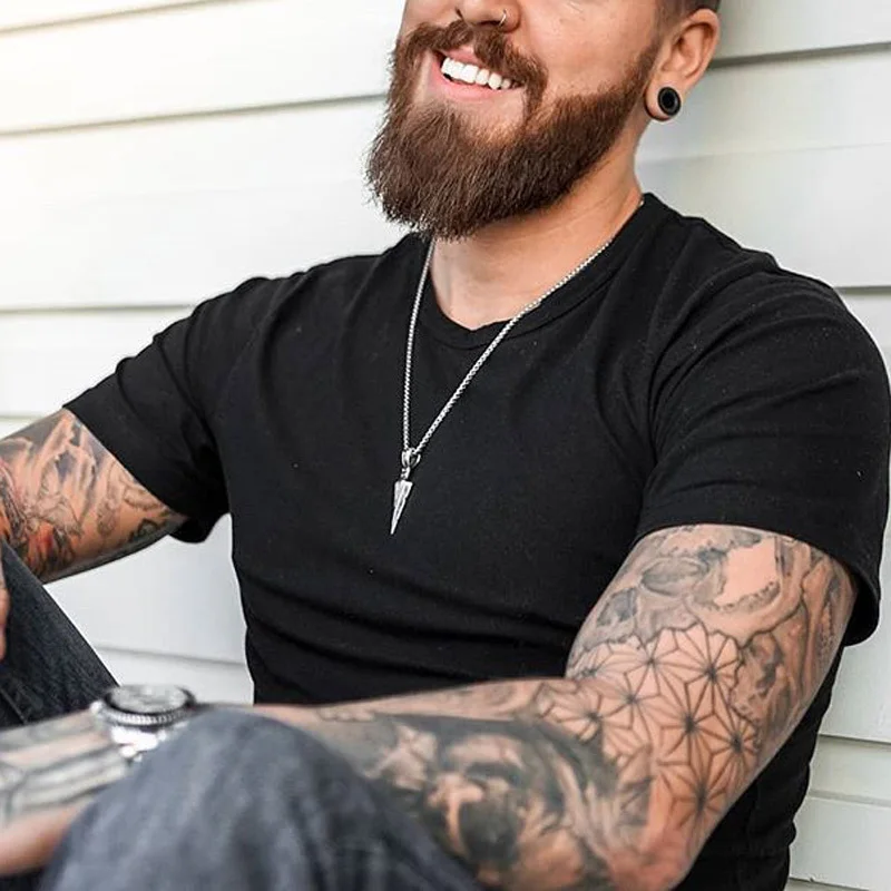 

Men's Oxidized Vintage Spearhead Pendant Necklace for Men Stainless Steel Determination of Spirit Tribal Adventures Male Jewelry