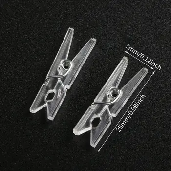 

20Pcs 25mm Mini Spring Clear Transparent Clips Clothes Photo Paper Peg Party Home Decoration