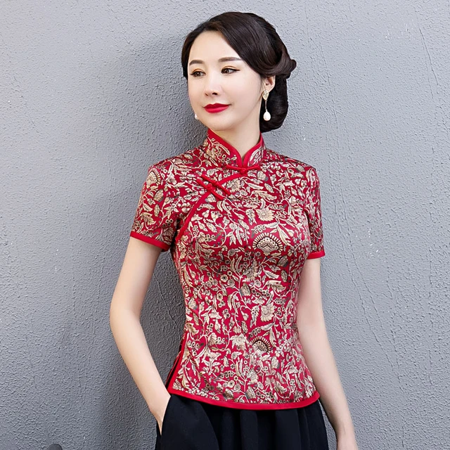 Vestido Qipao Vintage de talla grande para mujer, blusa Cheongsam de estilo  chino, M-5XL, cuello mandarín, ropa de mujer _ - AliExpress Mobile