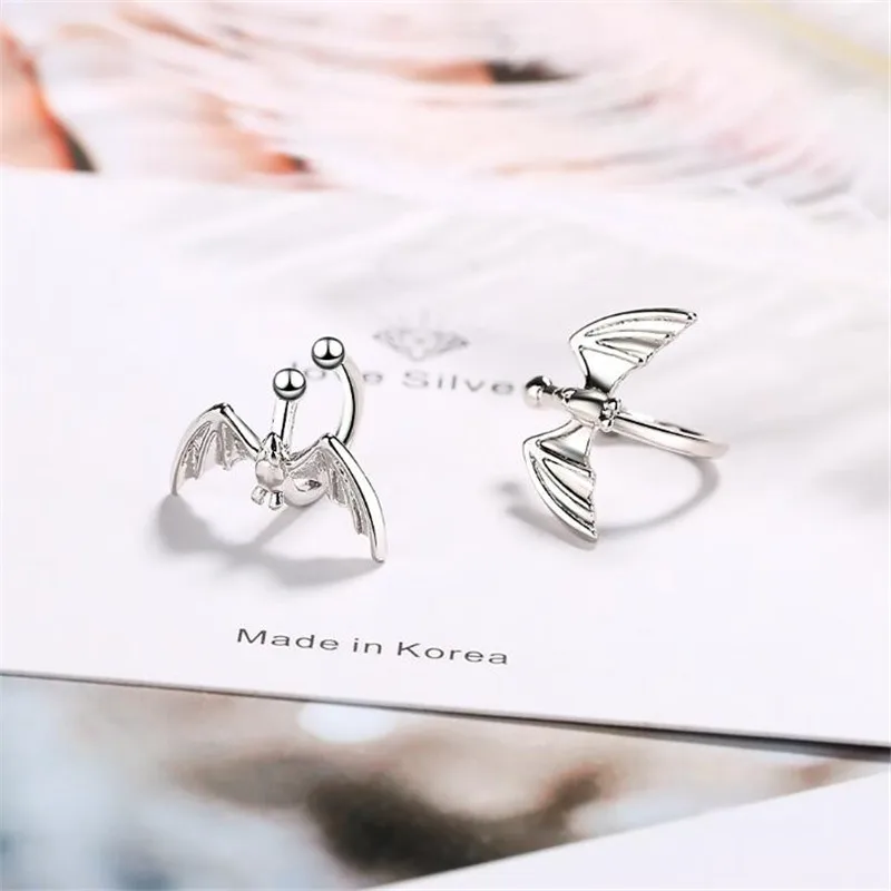 Серьги-каффы, 925 пробы, серебро, Ретро стиль, кость летучей мыши, клипсы для женщин, Стерлинговое серебро, ювелирные изделия, Pendientes ES012