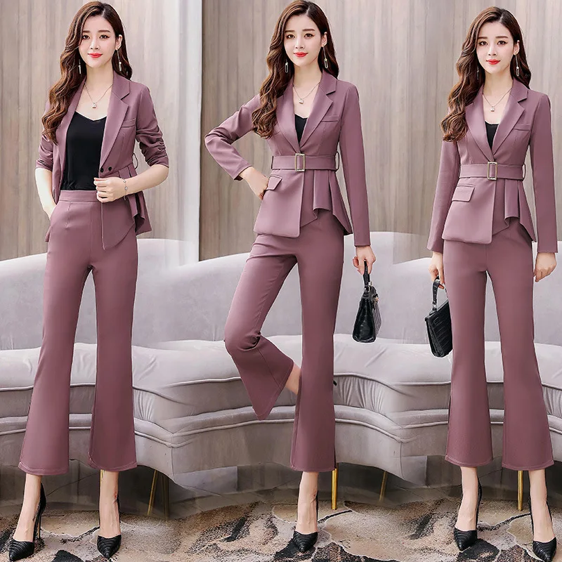 

2018 Autumn Clothing New Style Wear Small Suit with Micro Trumpet Pants Fashion Elegant Set Two-Piece Women's Spring And Autumn