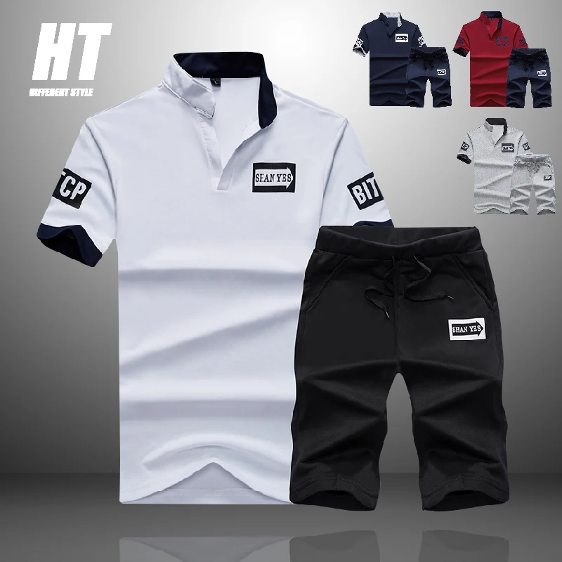 2021 novos conjuntos de treino dos homens verão 2 peças conjunto + ginásio de fitness shorts esporte casual carta impressão polo suor terno 4xl