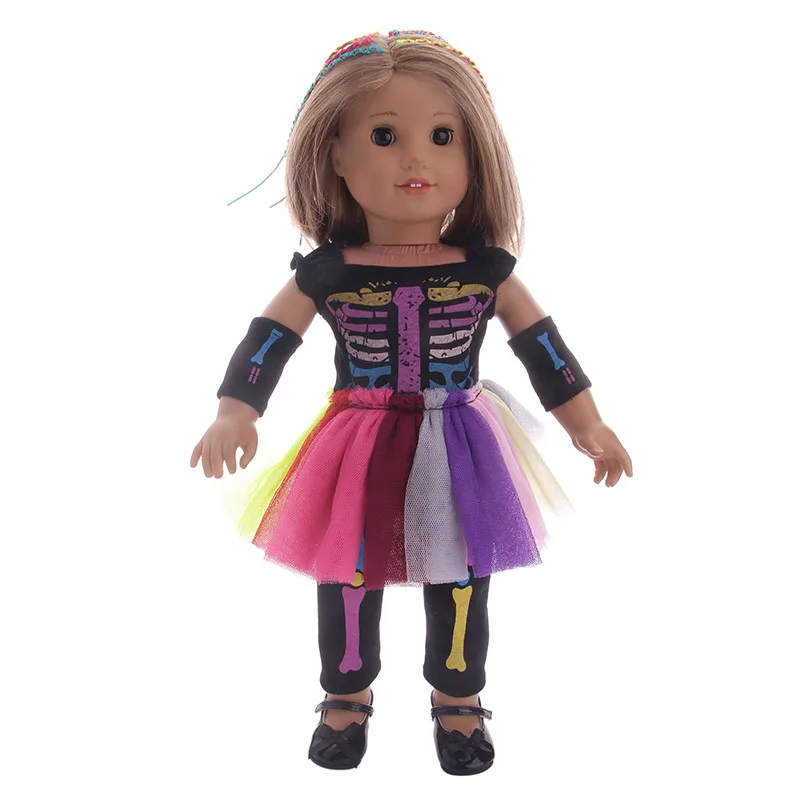 For 18 Inch American Doll Girls & 43 Cm New Born Baby Items,Doll Dress T-shirt + Jeans/Dress,Dolls Accessories For Clothes,Shoes 8
