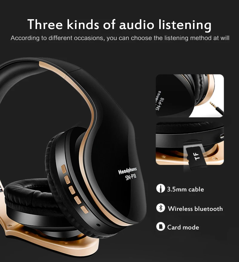 360 Surround Stereo Bluetooth Headphones TWS Wireless Sports Headset Foldable Head mounted HIFI Earphone Gaming Headphone