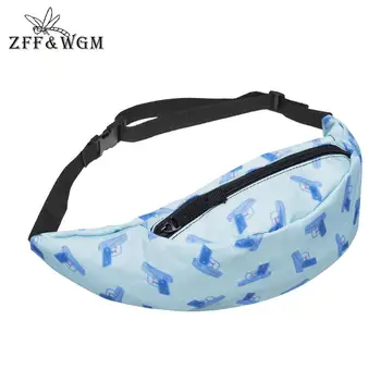 

ZFF&WGm 3D Print Waist Belt Bag For Women Casual Cross Body Bags For Women 2020 Blue Zipper Leather Chest Bag Vest For Men