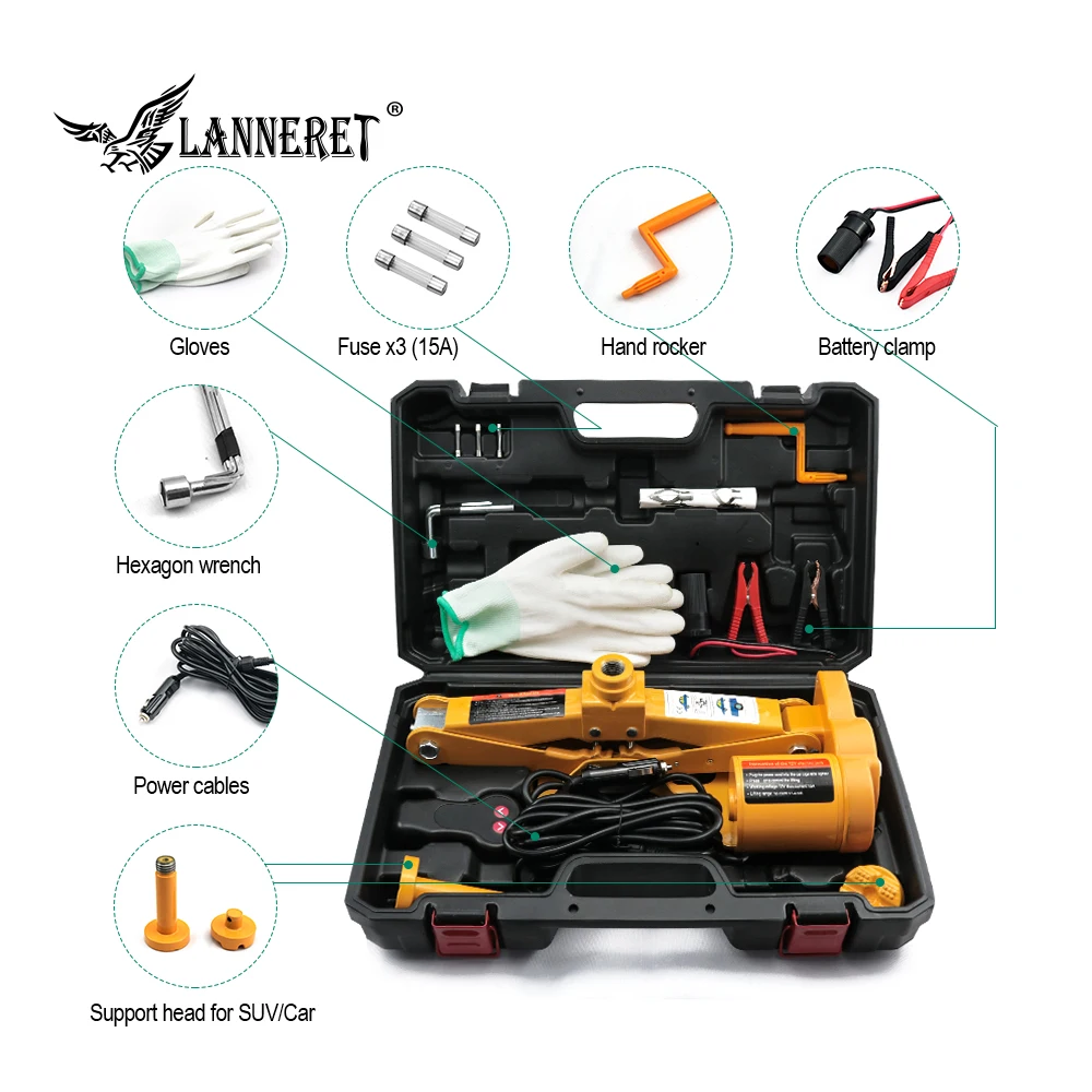 

Electric Car Jack Set 3 Ton DC 12v Portable All-in-one Automatic Sedan Lift Scissor Jack Car Repair Tool