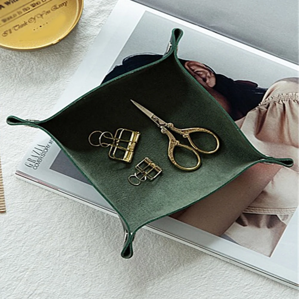 Key Coin Display With Snaps Table Games Storage Tray Desktop Foldable Party Supplies Dish Organizer Home PU Leather Nordic Style