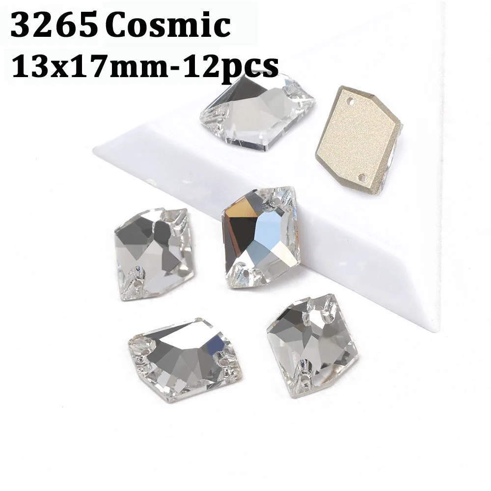 Cosmic13X17mm-12pcs CTPA3bI Кристалл высокого качества формы смешивания пришить на стеклянные стразы с отверстиями камень DIY свадебное платье украшение одежды - Цвет: Cosmic13X17mm-12pcs
