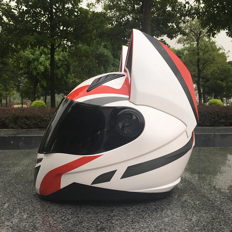 NITRINOS Motorcycle Helmet Women Moto Helmet Cat Ear Helmet Personality Full Face Motor Helmet