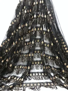 

2020 Latest African French Lace Fabric High Quality Tulle Net Lace Fabric 5 Yards Embroidery Nigerian Lace Fabric For Women