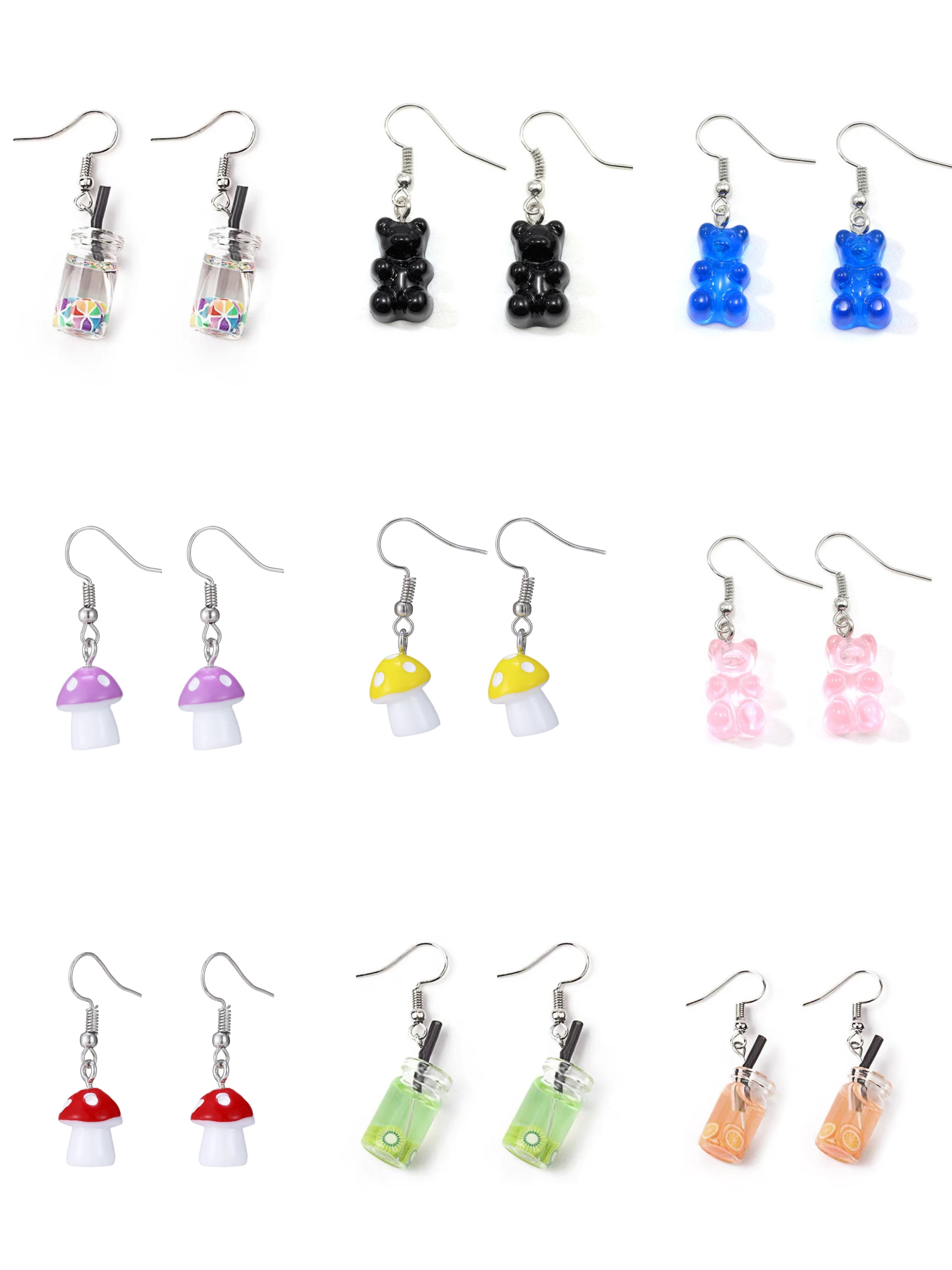 New Lovely Milk Tea Drink Charm Bottle Gummy Bear Drift Bottle For Women Girls Ear Jewelry Gift Regali All'Ingrosso Серьги