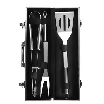 

Grill Utensil Hot 3 Pcs BBQ Grill Utensil Tools Set Reinforced Tongs Stainless Steel Barbecue Gril E5BB